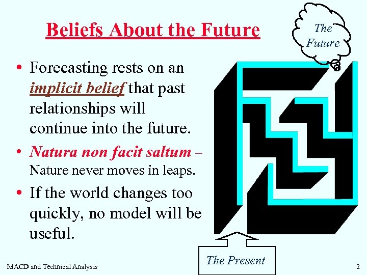 Beliefs About the Future The Future • Forecasting rests on an implicit belief that