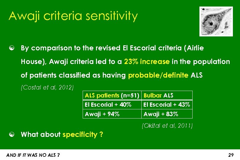 Awaji criteria sensitivity ☯ By comparison to the revised El Escorial criteria (Airlie House),