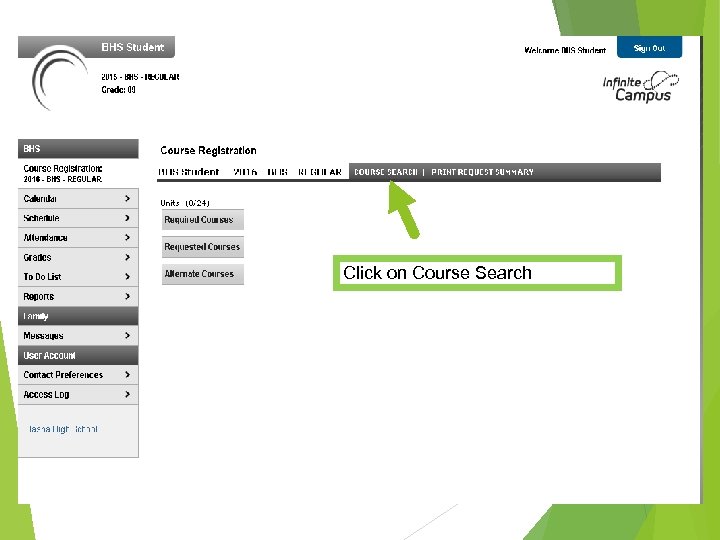 Click on Course Search 