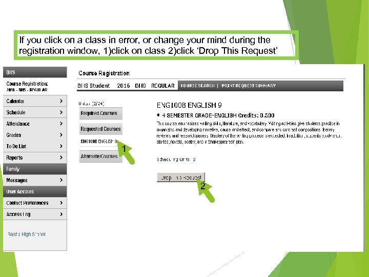 If you click on a class in error, or change your mind during the