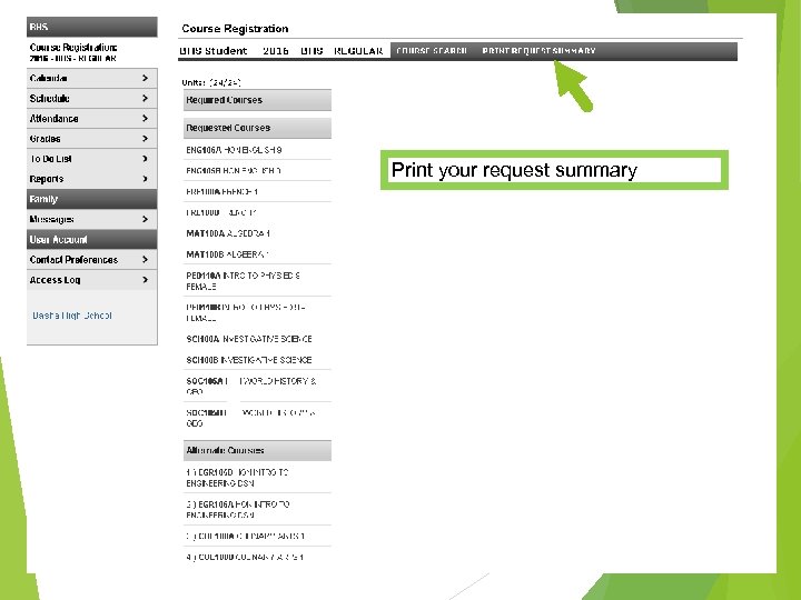 Print your request summary 