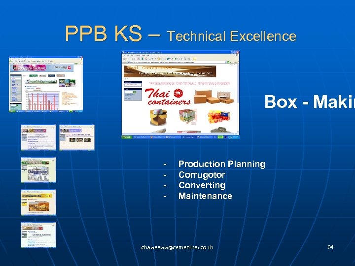 PPB KS – Technical Excellence Box - Makin - Production Planning - Corrugotor -