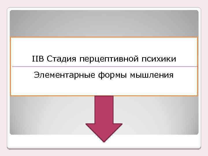 ІІВ Стадия перцептивной психики Элементарные формы мышления 