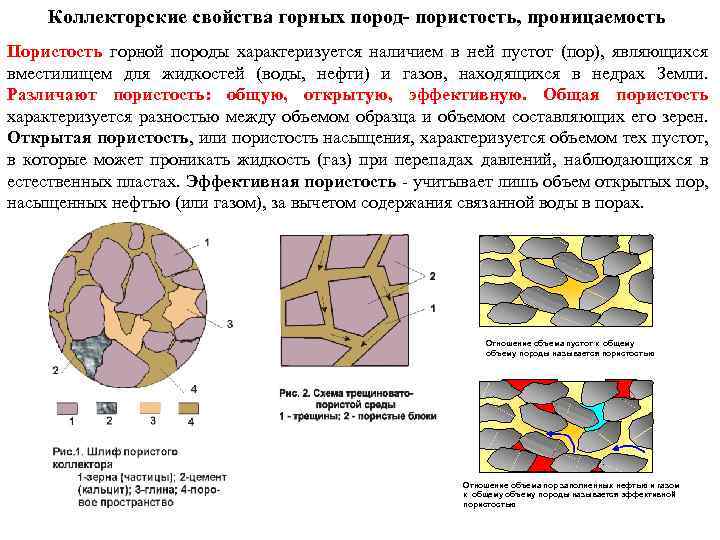 Коллекторские свойства горных пород пористость, проницаемость Пористость горной породы характеризуется наличием в ней пустот