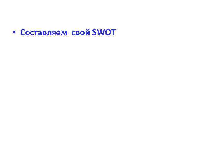  • Составляем свой SWOT 