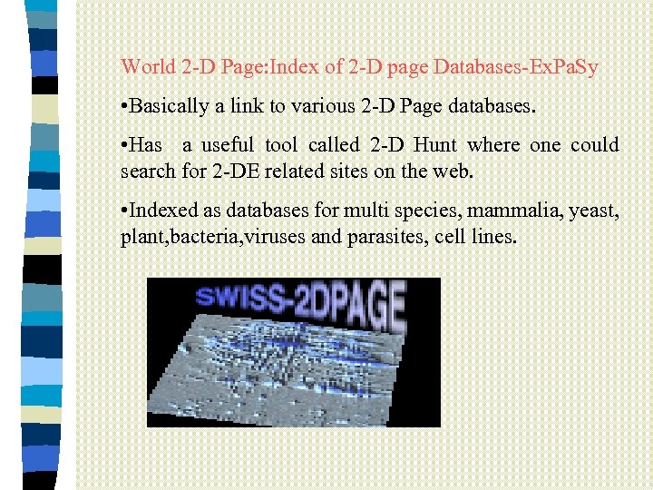 World 2 -D Page: Index of 2 -D page Databases-Ex. Pa. Sy • Basically