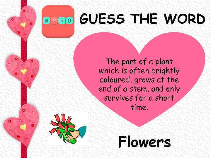 GUESS THE WORD The part of a plant which is often brightly coloured, grows