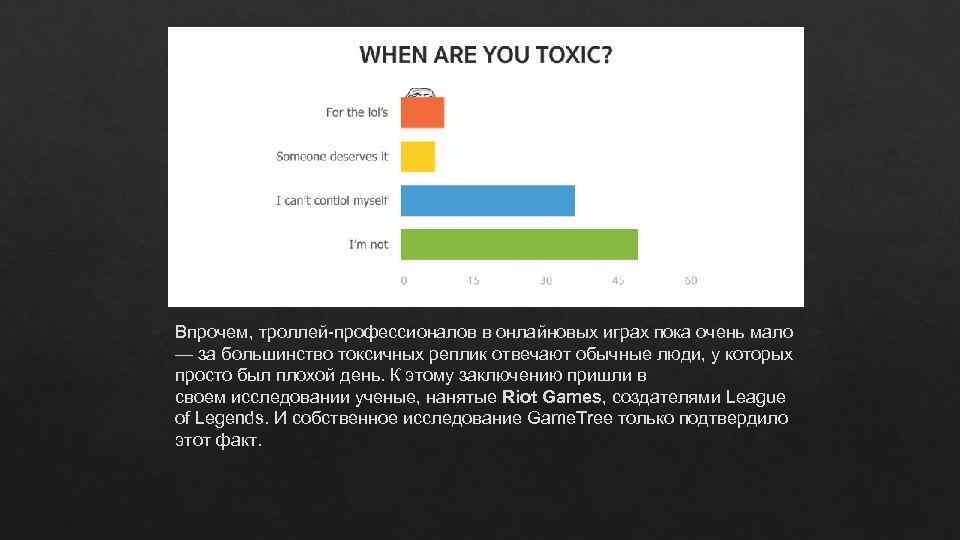 Впрочем, троллей-профессионалов в онлайновых играх пока очень мало — за большинство токсичных реплик отвечают