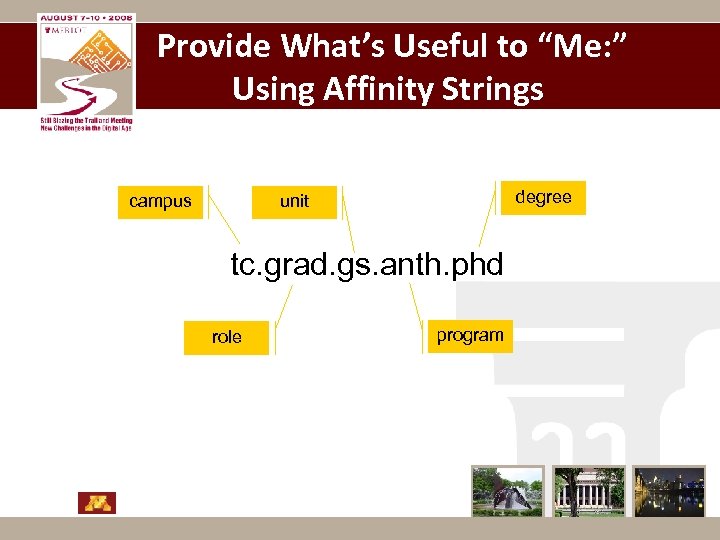 Provide What’s Useful to “Me: ” Using Affinity Strings campus degree unit tc. grad.