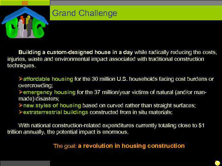 USC Grand Challenge Building a custom-designed house in a day while radically reducing the