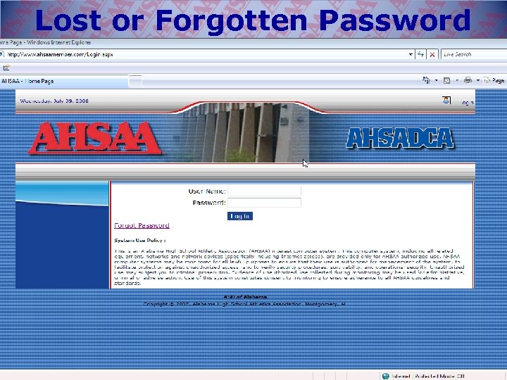 Lost or Forgotten Password 