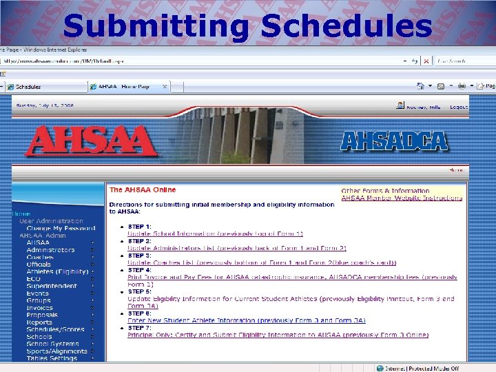 Submitting Schedules 
