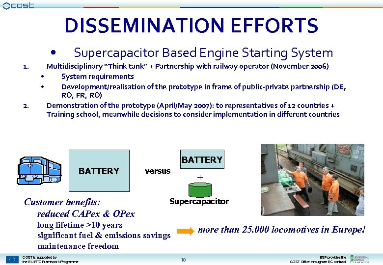 DISSEMINATION EFFORTS • 1. 2. Supercapacitor Based Engine Starting System Multidisciplinary “Think tank” +