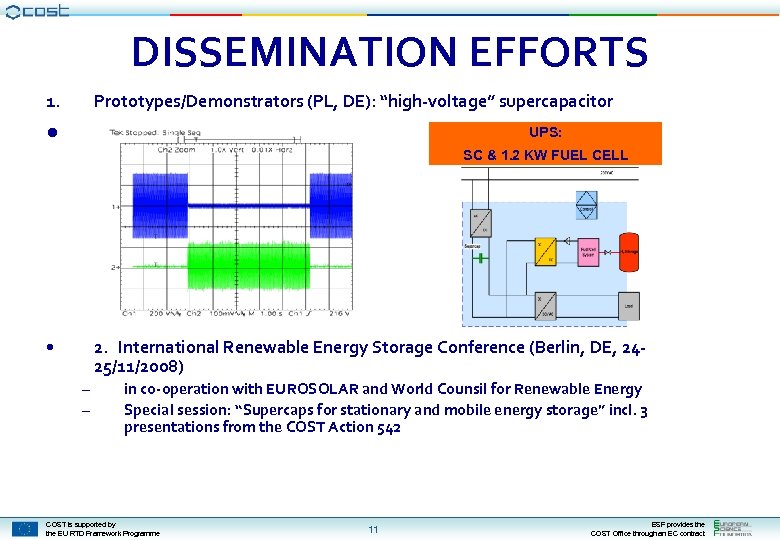 DISSEMINATION EFFORTS 1. Prototypes/Demonstrators (PL, DE): “high-voltage” supercapacitor • UPS: SC & 1. 2