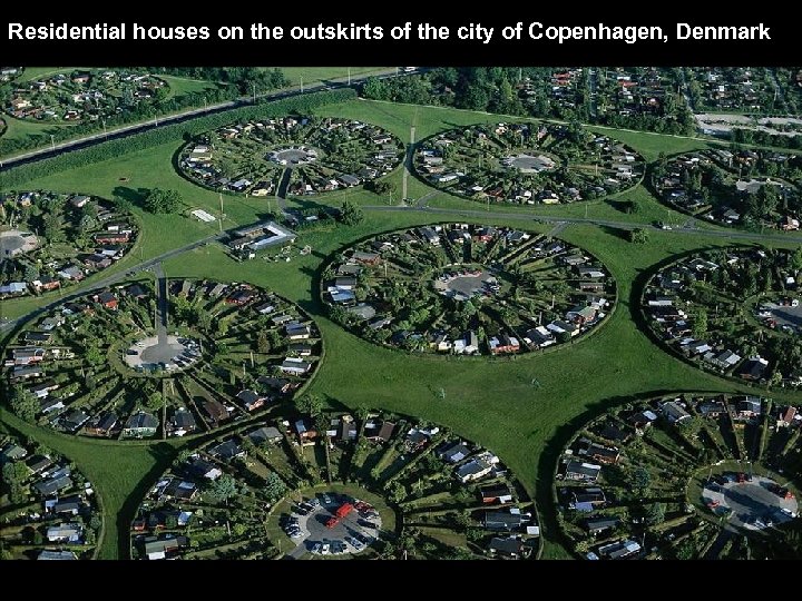Residential houses on the outskirts of the city of Copenhagen, Denmark 