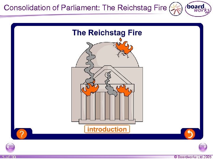 Consolidation of Parliament: The Reichstag Fire 5 of 20 © Boardworks Ltd 2005 