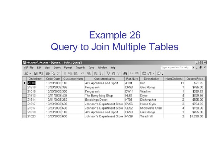Example 26 Query to Join Multiple Tables 