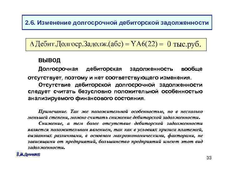 2. 6. Изменение долгосрочной дебиторской задолженности ВЫВОД Долгосрочная дебиторская задолженность вообще отсутствует, поэтому и