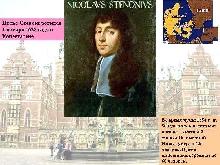 Нильс Стенсен родился 1 января 1638 года в Копенгагене Во время чумы 1654 г.