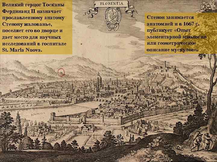 Великий герцог Тосканы Фердинанд II назначает прославленному анатому Стенону жалованье, поселяет его во дворце