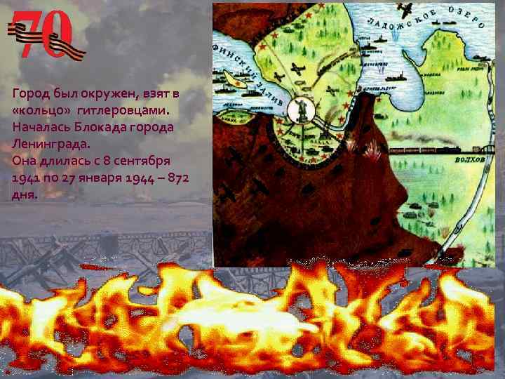 Город был окружен, взят в «кольцо» гитлеровцами. Началась Блокада города Ленинграда. Она длилась с