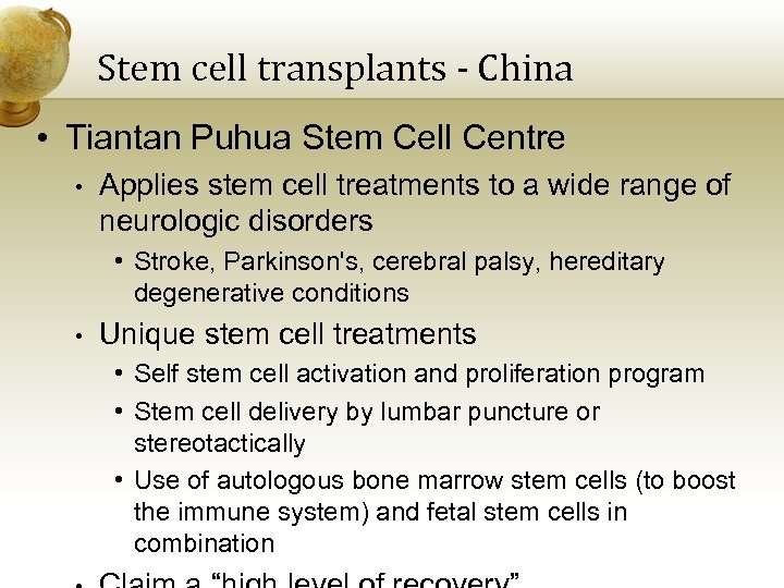 Stem cell transplants - China • Tiantan Puhua Stem Cell Centre • Applies stem