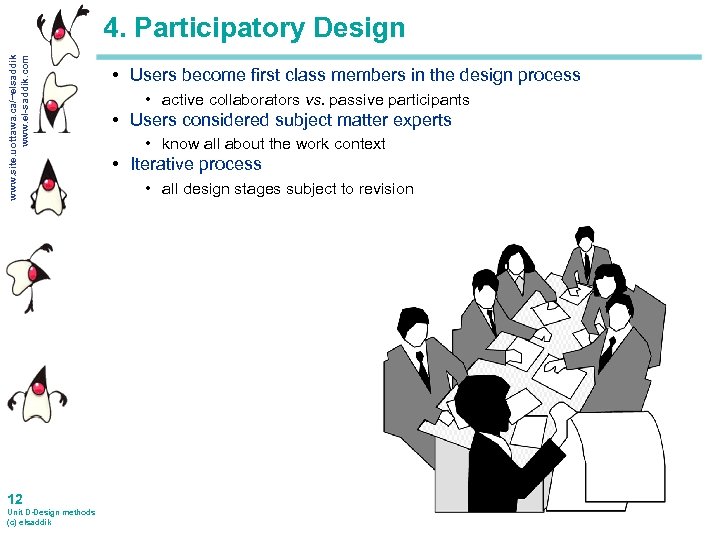 www. site. uottawa. ca/~elsaddik www. el-saddik. com 4. Participatory Design 12 Unit D-Design methods