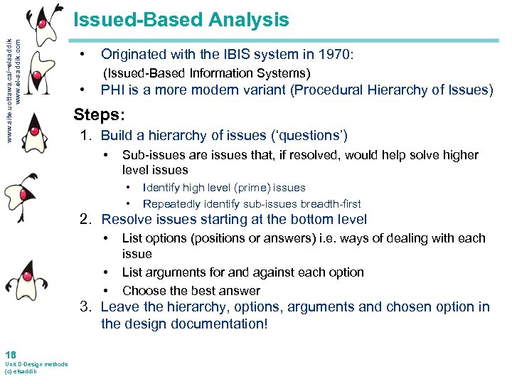 www. site. uottawa. ca/~elsaddik www. el-saddik. com Issued-Based Analysis • Originated with the IBIS