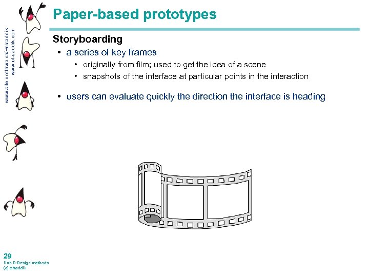 www. site. uottawa. ca/~elsaddik www. el-saddik. com Paper-based prototypes 29 Unit D-Design methods (c)