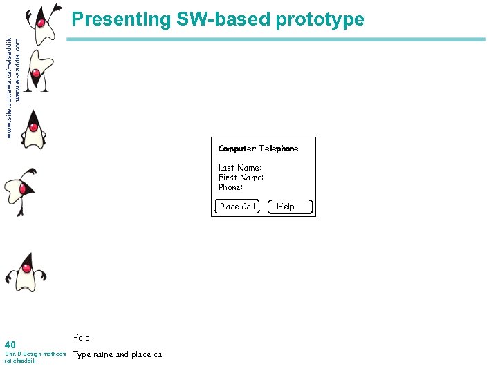 www. site. uottawa. ca/~elsaddik www. el-saddik. com Presenting SW-based prototype Computer Telephone Help Screen