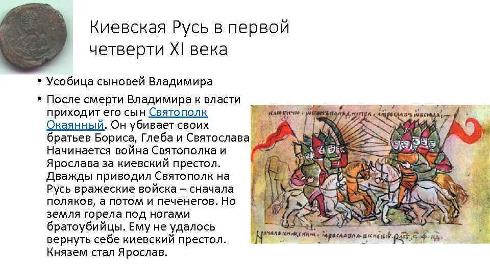 Киевская Русь в первой четверти XI века • Усобица сыновей Владимира • После смерти