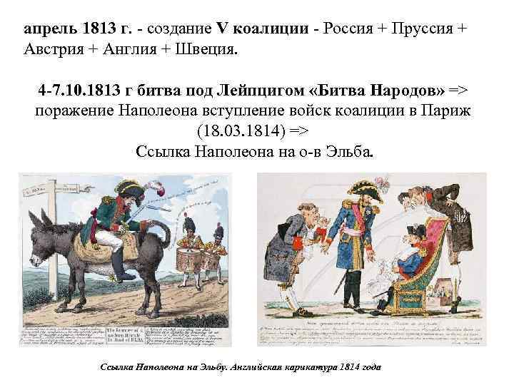 апрель 1813 г. - создание V коалиции - Россия + Пруссия + Австрия +