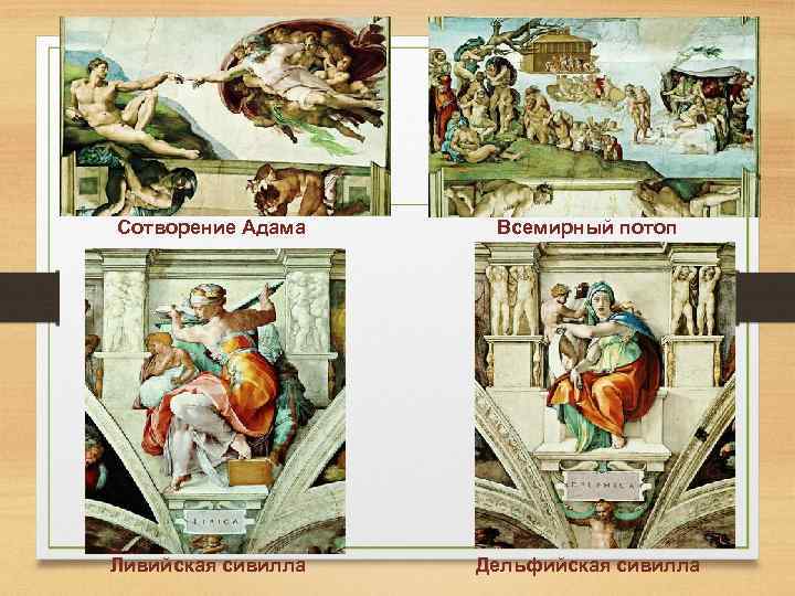 Сотворение Адама Всемирный потоп Ливийская сивилла Дельфийская сивилла 