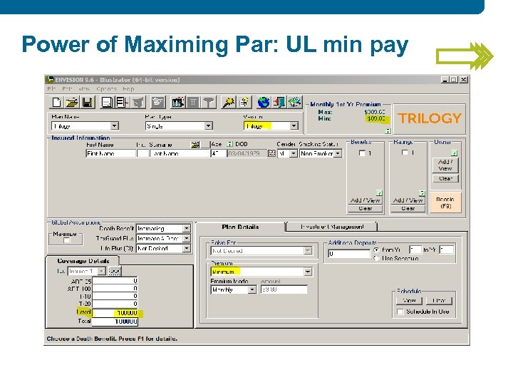Power of Maximing Par: UL min pay 