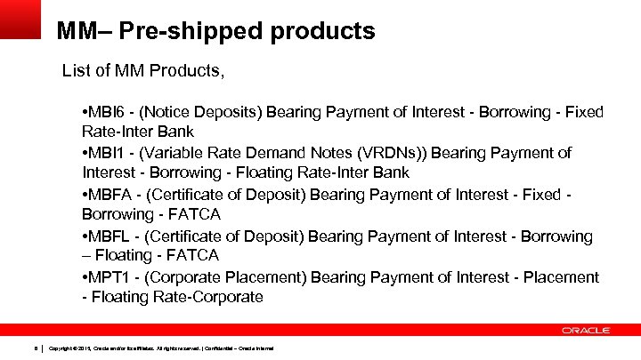 MM– Pre-shipped products List of MM Products, • MBI 6 - (Notice Deposits) Bearing