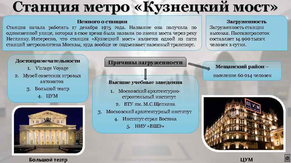 Станция метро «Кузнецкий мост» Немного о станции Станция начала работать 17 декабря 1975 года.