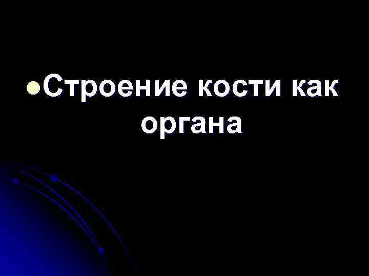 l. Строение кости как органа 