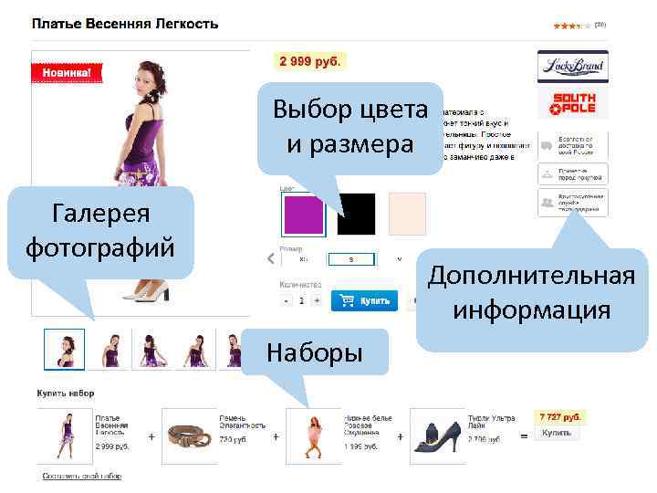 Выбор цвета и размера Галерея фотографий Дополнительная информация Наборы 