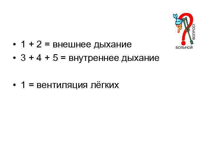  • 1 + 2 = внешнее дыхание • 3 + 4 + 5