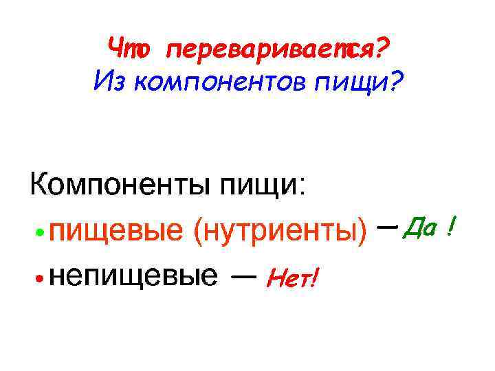 Что переваривается? Из компонентов пищи? 