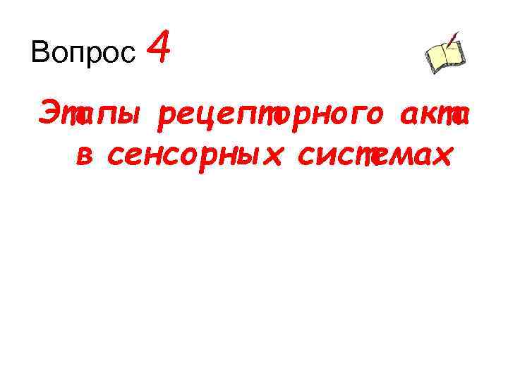 Вопрос 4 Этапы рецепторного акта в сенсорных системах 