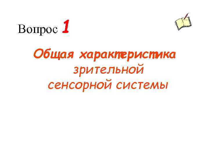 Вопрос 1 Общая характеристика зрительной сенсорной системы 