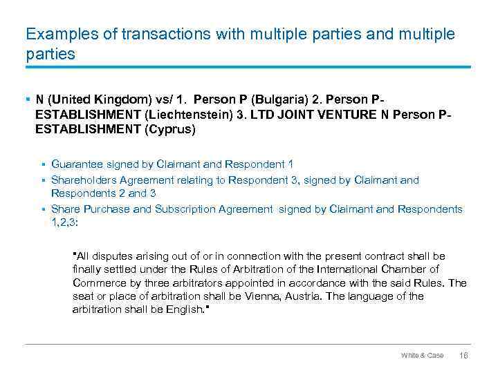 Examples of transactions with multiple parties and multiple parties § N (United Kingdom) vs/