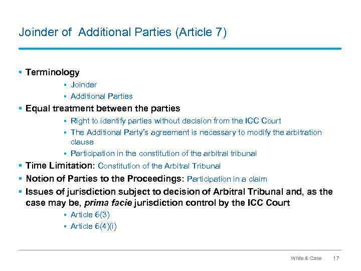 Joinder of Additional Parties (Article 7) § Terminology § Joinder § Additional Parties §