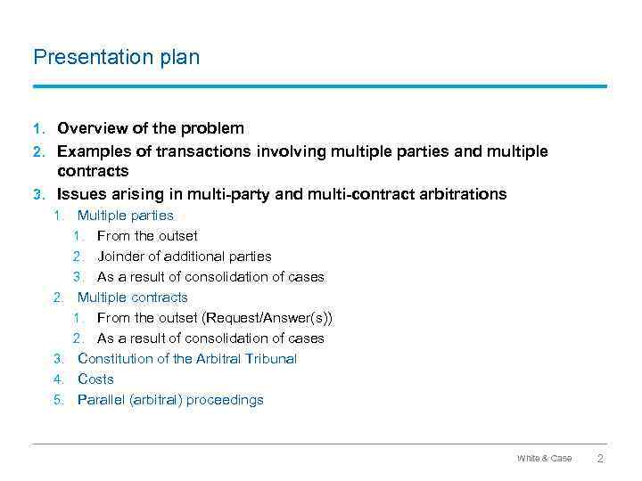 Presentation plan 1. Overview of the problem 2. Examples of transactions involving multiple parties