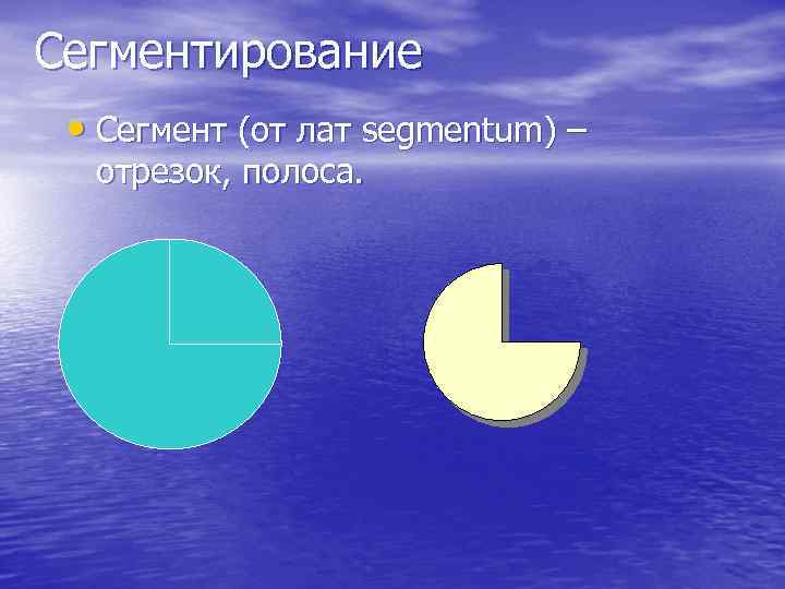 Сегментирование • Сегмент (от лат segmentum) – отрезок, полоса. 