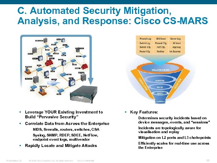 C. Automated Security Mitigation, Analysis, and Response: Cisco CS-MARS § Leverage YOUR Existing Investment