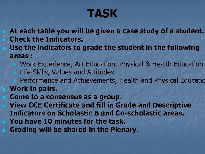 TASK n n n n At each table you will be given a case