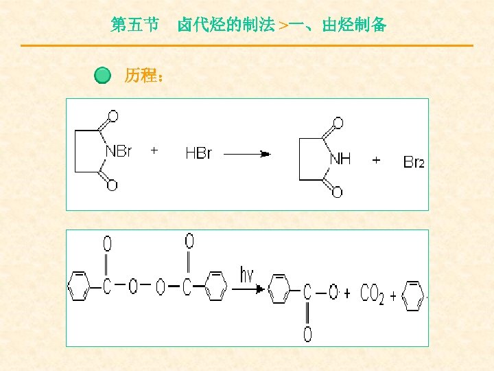 第五节 卤代烃的制法 >一、由烃制备 历程： 