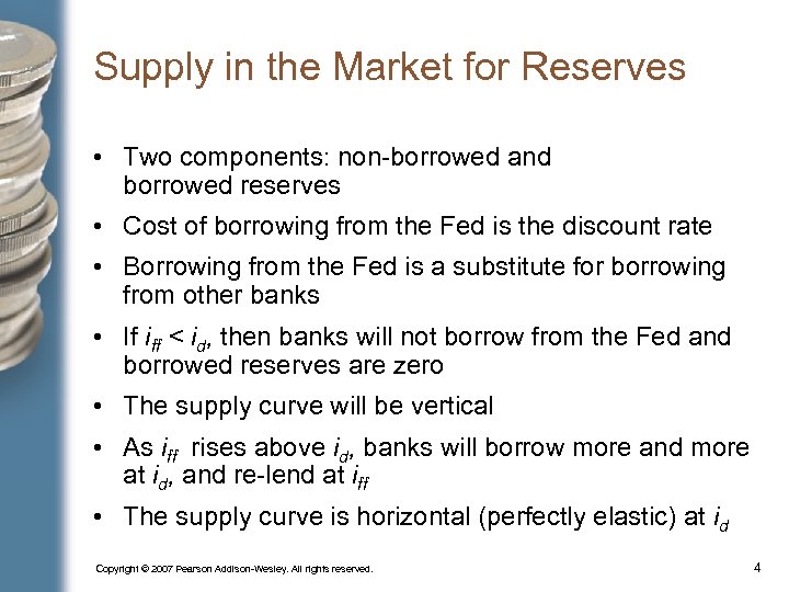 Supply in the Market for Reserves • Two components: non-borrowed and borrowed reserves •